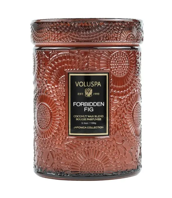 MINI VELA AROMÁTICA POTE VIDRO 50H RELEVO FORBIDDEN FIG VOLUSPA