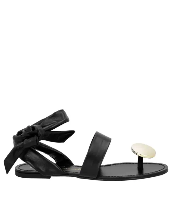 SANDÁLIA RASTEIRA TOE RING LUIZA BARCELOS PRETO