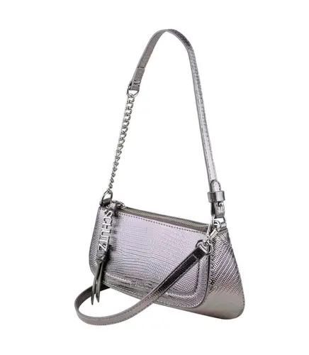 BOLSA PEQUENA CROCO TINA SCHUTZ PRATA
