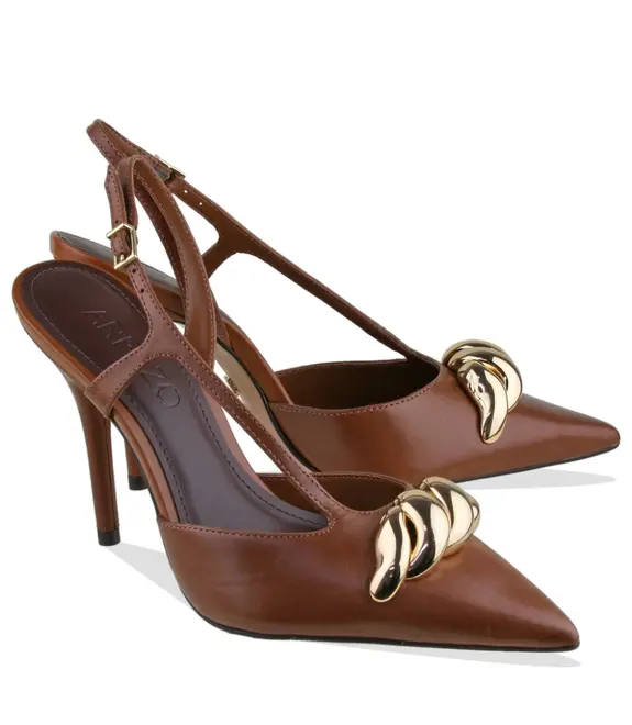 SCARPIN SALTO ALTO SLINGBACK AREZZO MARROM