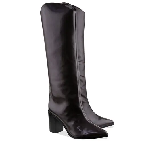 BOTA SALTO BLOCO ALTO MARYANA SCHUTZ MARROM