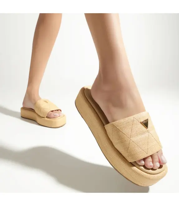 SANDÁLIA SALTO BAIXO FLATFORM  SCHUTZ BEGE