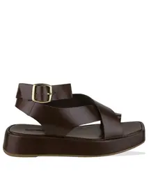 SANDÁLIA SALTO BAIXO FLATFORM TERESA BENTANA MARROM