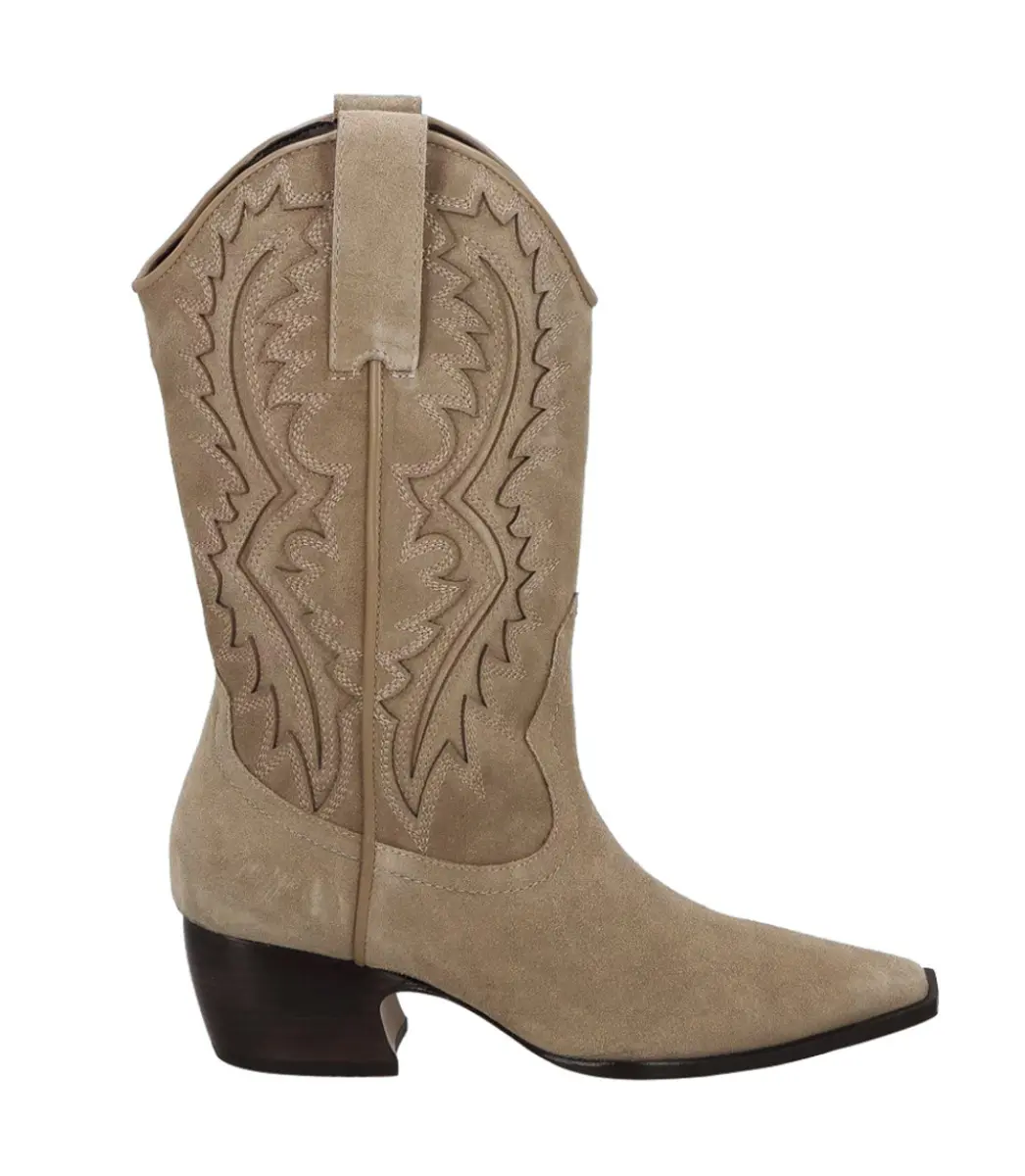 BOTA SALTO BAIXO COWBOY LUIZA BARCELOS BEGE