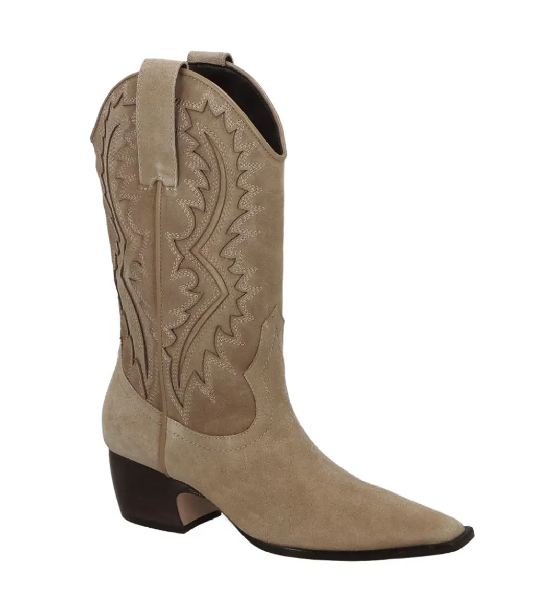 BOTA SALTO BAIXO COWBOY LUIZA BARCELOS BEGE