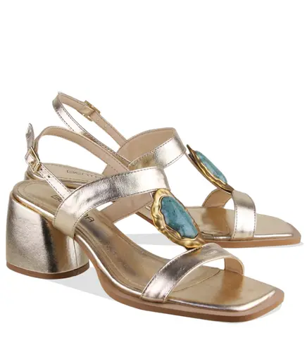 SANDÁLIA SALTO MÉDIO BENTANA DOURADO