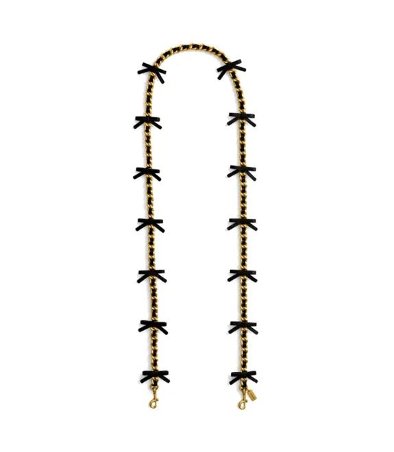 ALÇA LEATHER CHAIN COACH NEW YORK ESSENTIAL PRETO