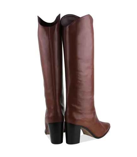BOTA SALTO BLOCO ALTO MARYANA SCHUTZ MARROM