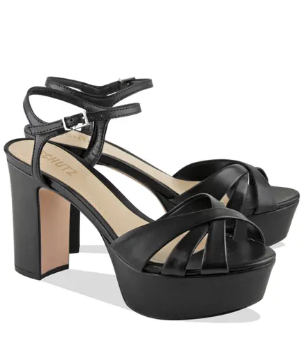 SANDÁLIA PLATAFORMA SALTO ALTO KEEFA SCHUTZ PRETO