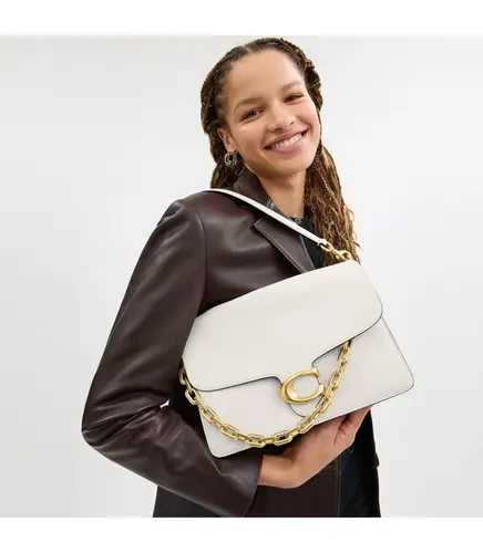 BOLSA COACH NEW YORK CHAIN TABBY SHOULDER 30 BRANCO