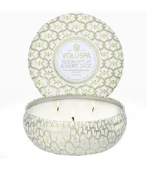 VELA AROMÁTICA LATA 3 PAVIOS 60H EUCALYPTUS & WHITE SAGE VOLUSPA