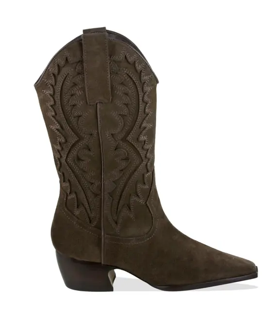 BOTA SALTO BAIXO COWBOY LUIZA BARCELOS MARROM