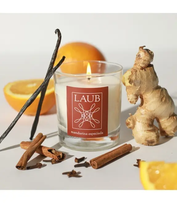 VELA AROMÁTICA COPO CLÁSSICO VIDRO MANDARINA ESPECIADA LAUB