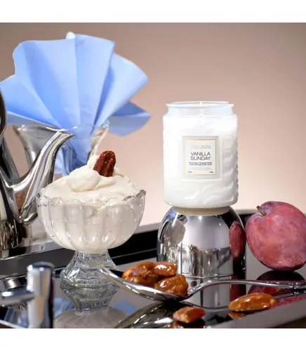 MINI VELA AROMÁTICA POTE VIDRO 50H RELEVO VANILLA SUNDAY VOLUSPA