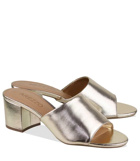 SANDÁLIA SALTO MÉDIO AREZZO DOURADO