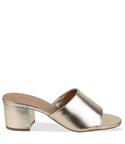 SANDÁLIA SALTO MÉDIO AREZZO DOURADO