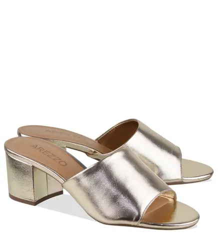 SANDÁLIA SALTO MÉDIO AREZZO DOURADO