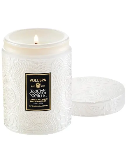 MINI VELA AROMÁTICA POTE VIDRO 50H RELEVO TAHITIAN COCONUT VANILLA
