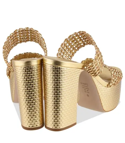 SANDÁLIA SALTO ALTO MEIA PATA SCHUTZ DOURADO