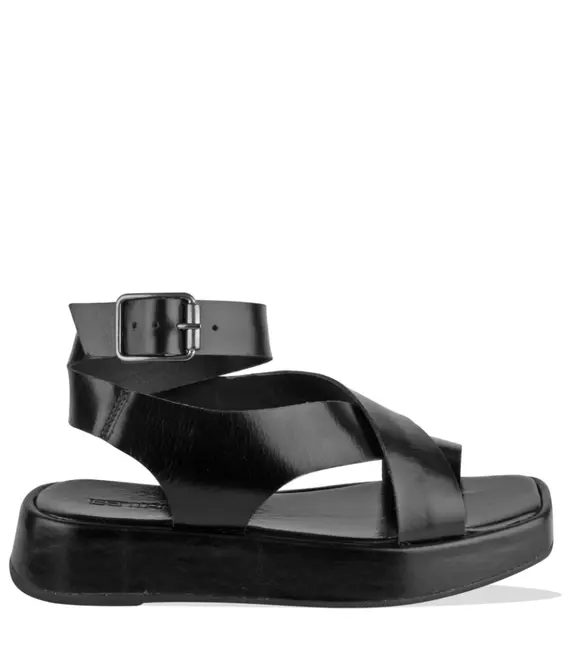 SANDÁLIA SALTO BAIXO FLATFORM TERESA BENTANA PRETO