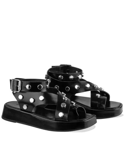 SANDÁLIA SALTO BAIXO FLATFORM TERESA BENTANA PRETO