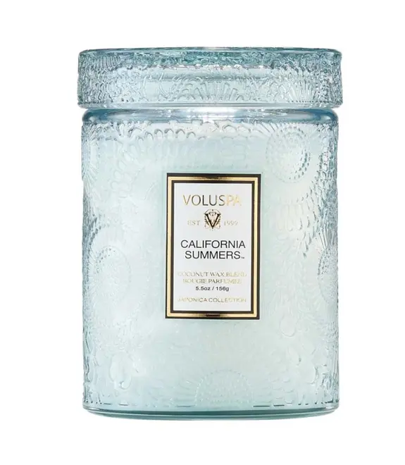 MINI VELA AROMÁTICA POTE VIDRO RELEVO 50H CALIFORNIA SUMMERS VOLUSPA