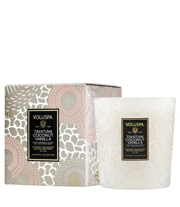 VELA AROMÁTICA COPO VIDRO CLÁSSICO 60H TAHITIAN COCONUT VANILLA VOLUSPA