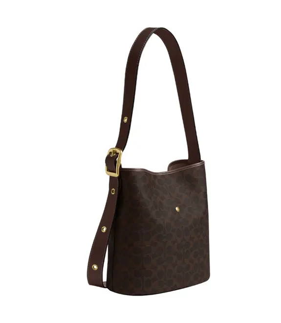 BOLSA COACH NEW YORK BLEECKER SIGNATURE BUCKET MARROM