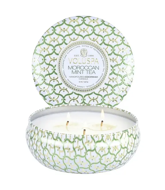VELA AROMÁTICA LATA 3 PAVIOS 60H MOROCCAN MINT TEA VOLUSPA