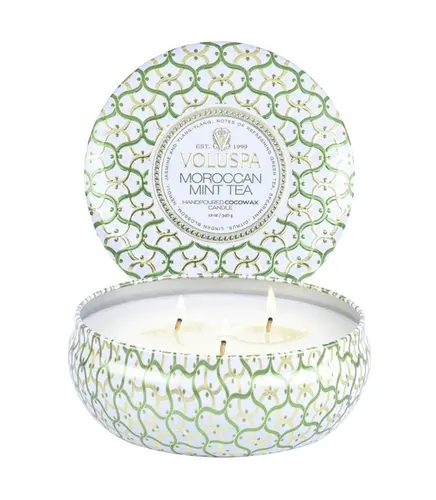 VELA AROMÁTICA LATA 3 PAVIOS 60H MOROCCAN MINT TEA VOLUSPA