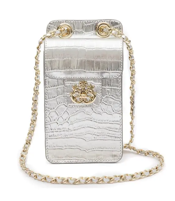 BOLSA POUCH ANNE NEW CROCO ISLA PRATA