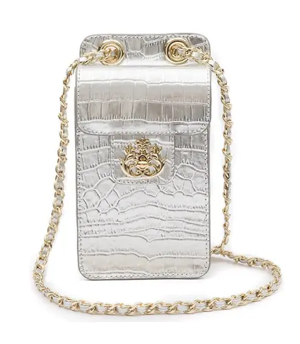 BOLSA POUCH ANNE NEW CROCO ISLA PRATA