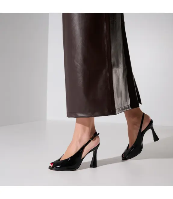 SCARPIN PEEP TOE SALTO ALTO SLINGBACK LUIZA BARCELOS PRETO