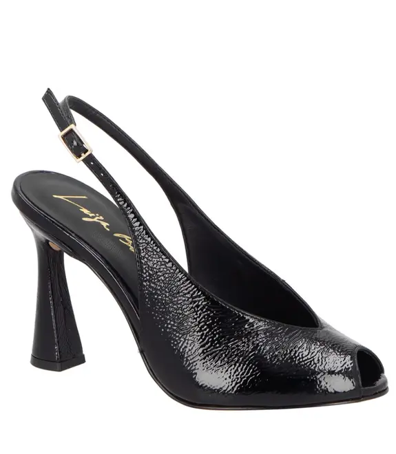 SCARPIN PEEP TOE SALTO ALTO SLINGBACK LUIZA BARCELOS PRETO