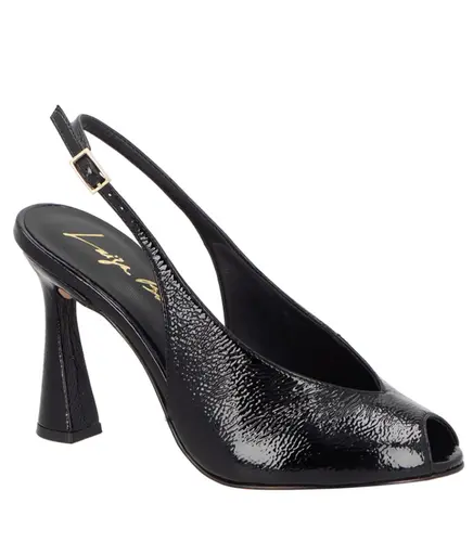 SCARPIN PEEP TOE SALTO ALTO SLINGBACK LUIZA BARCELOS PRETO