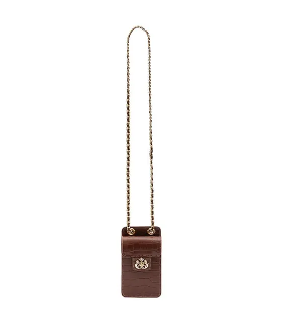 BOLSA POUCH ANNE MAXI CROCO ISLA MARROM