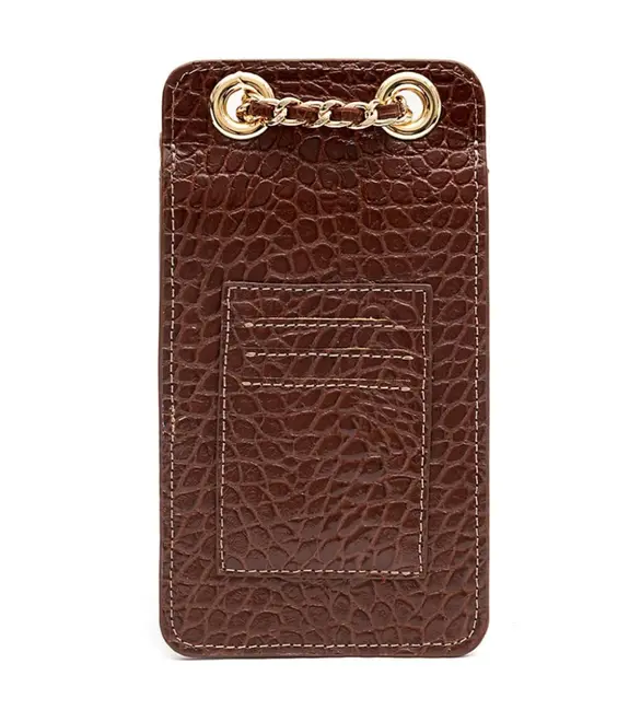 BOLSA POUCH ANNE MAXI CROCO ISLA MARROM