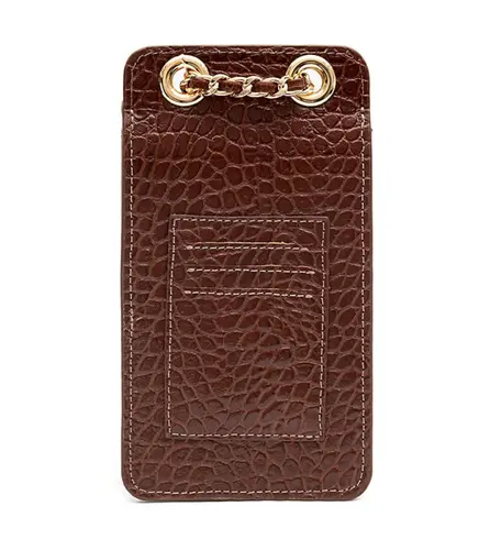 BOLSA POUCH ANNE MAXI CROCO ISLA MARROM