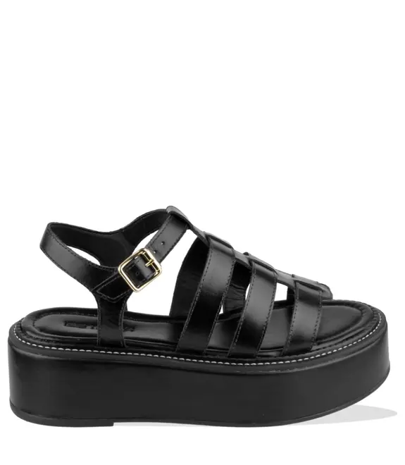 SANDÁLIA FLATFORM SALTO MÉDIO BENTANA PRETO