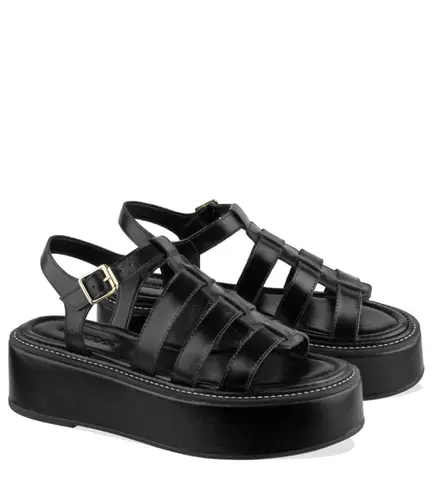 SANDÁLIA FLATFORM SALTO MÉDIO BENTANA PRETO