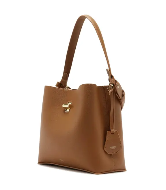 BOLSA TOTE GRANDE BAG CHARM AREZZO CARAMELO