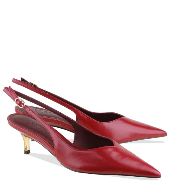 SCARPIN SALTO MÉDIO SLINGBACK AREZZO VERMELHO