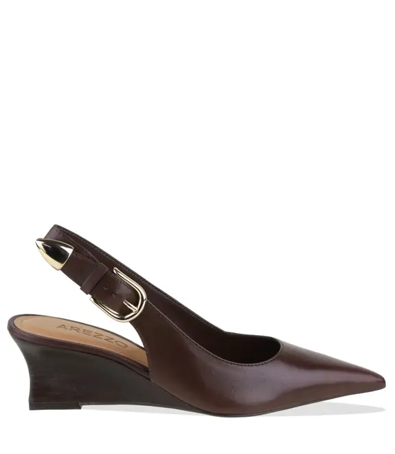 SCARPIN SALTO MÉDIO SLINGBACK ANABELA AREZZO MARROM