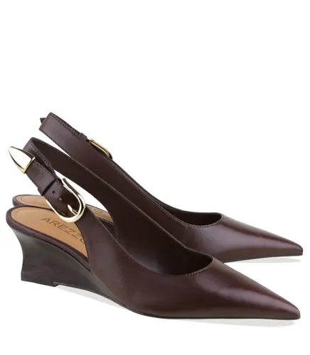 SCARPIN SALTO MÉDIO SLINGBACK ANABELA AREZZO MARROM