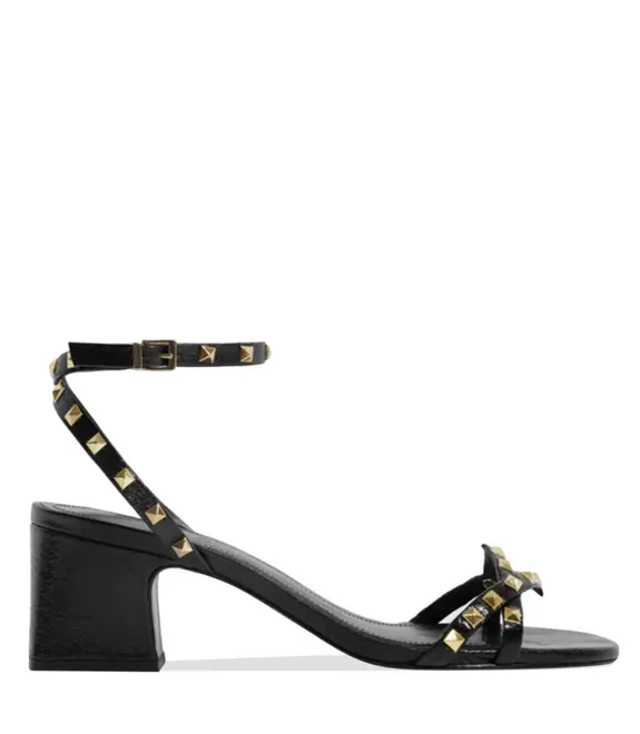 SANDÁLIA SALTO MÉDIO STUDS SCHUTZ PRETO
