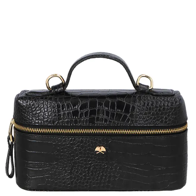 BOLSA PEQUENA VANITY CROCO LUIZA BARCELOS PRETO