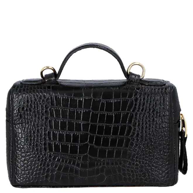 BOLSA PEQUENA VANITY CROCO LUIZA BARCELOS PRETO