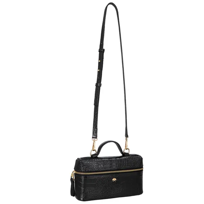 BOLSA PEQUENA VANITY CROCO LUIZA BARCELOS PRETO