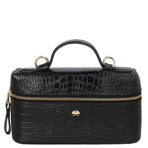 BOLSA PEQUENA VANITY CROCO LUIZA BARCELOS PRETO