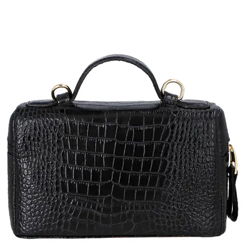 BOLSA PEQUENA VANITY CROCO LUIZA BARCELOS PRETO